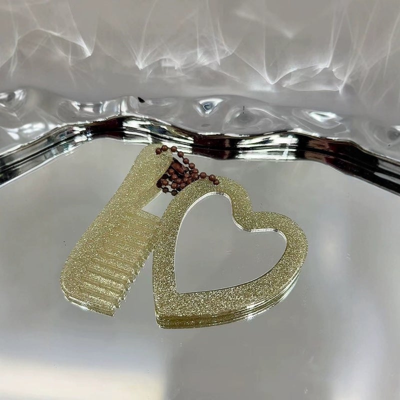 New Fresh Ins Style Glitter Sequins Love Makeup Mirror Keychain Pendant Diy Bag Pendant Accessories - Image 4