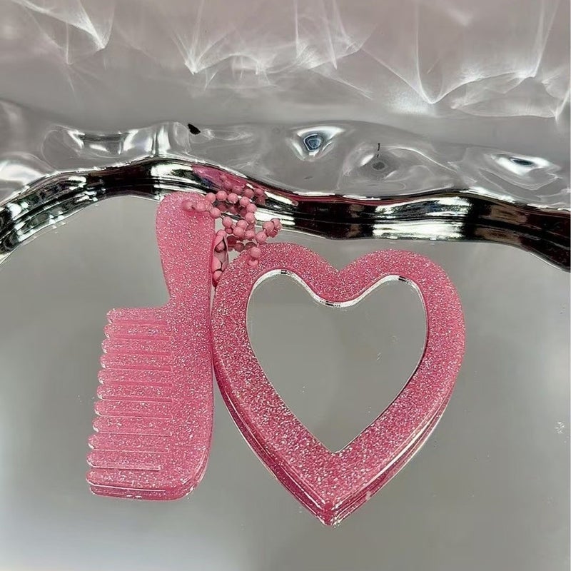 New Fresh Ins Style Glitter Sequins Love Makeup Mirror Keychain Pendant Diy Bag Pendant Accessories - Image 1