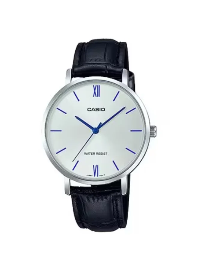 CASIO Women's Analog Display Watch With Black Leather Strap - LTP-VT01L-7B1
