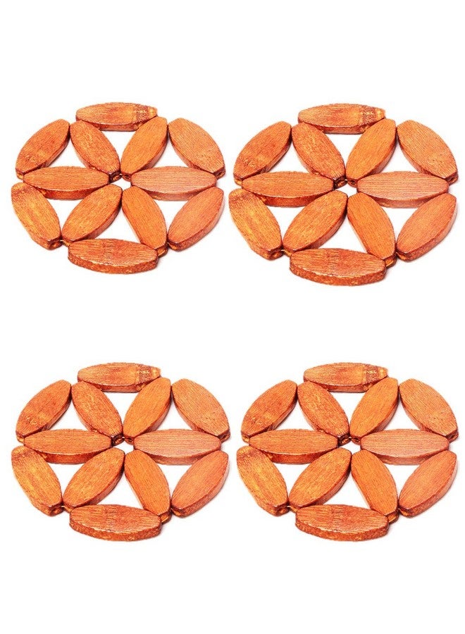 Kiwilon Set of 4 Round Bamboo Table Coaster Eco-Friendly Extra Thick Bamboo Wooden Coasters for Home Pan Pot Holder for Dining Table Heat Pad for Kitchen - Image 1