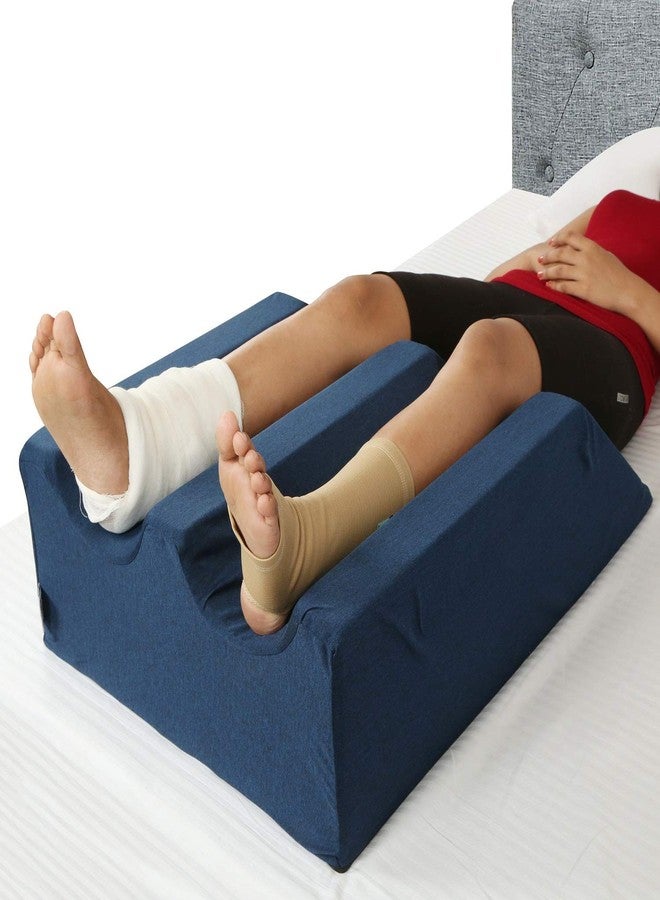 Metron Leg Foot Knee Ankle Heel Elevation Support Foam Wedge Pillow | Helps in Recovery from Post-Surgery | Reduce Swelling | Dark Color Cover - Image 2