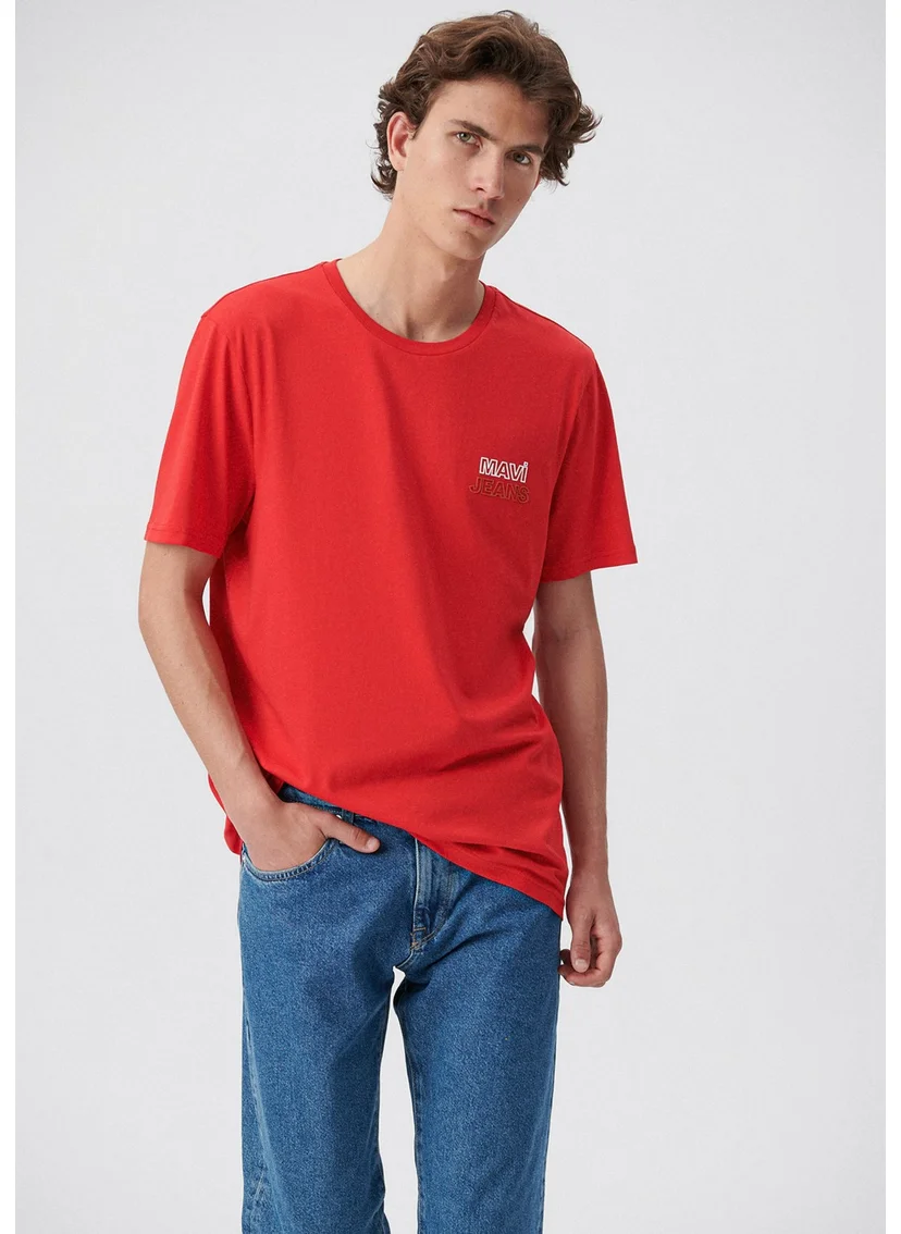 مافي Blue Men's Blue Jeans Printed Red T-Shirt 066841-33099