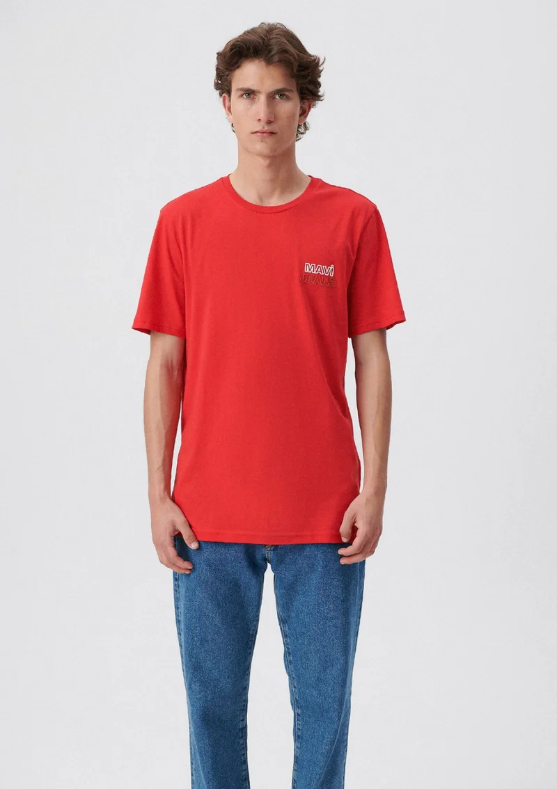 مافي Blue Men's Blue Jeans Printed Red T-Shirt 066841-33099