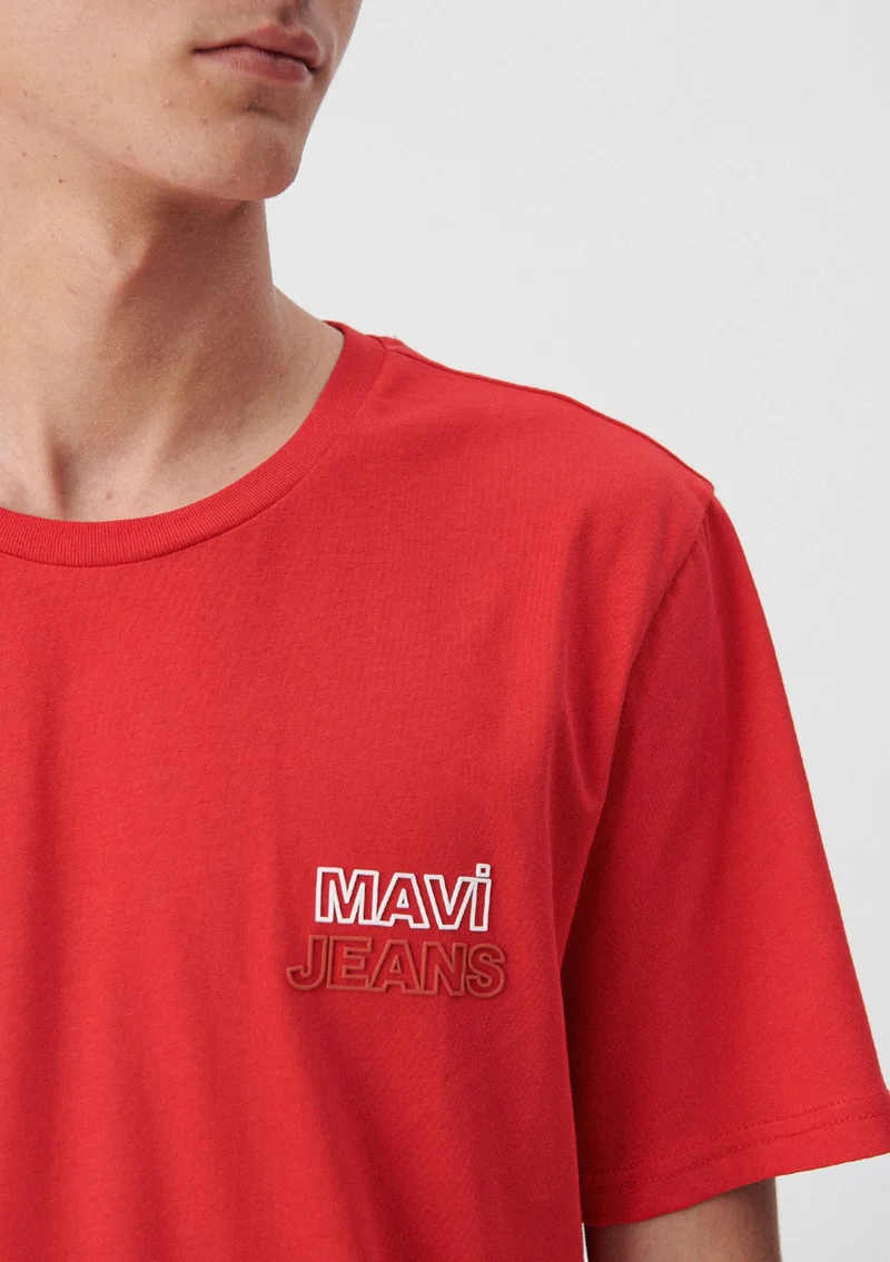 مافي Blue Men's Blue Jeans Printed Red T-Shirt 066841-33099