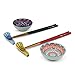 Cook Pro 8 Pc Bamboo Chopstick set w/ Dishes & Rests Red and Blue - Image 2