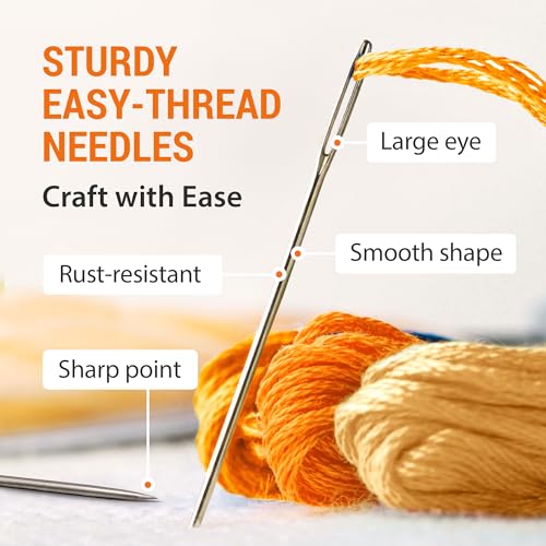VONEEDL 200 PCS Large Eye Heavy Duty Sewing Needles - Bulk Set of 2 inch Big Eye Embroidery Needles - Easy to Thread Quilting Needles - Image 4