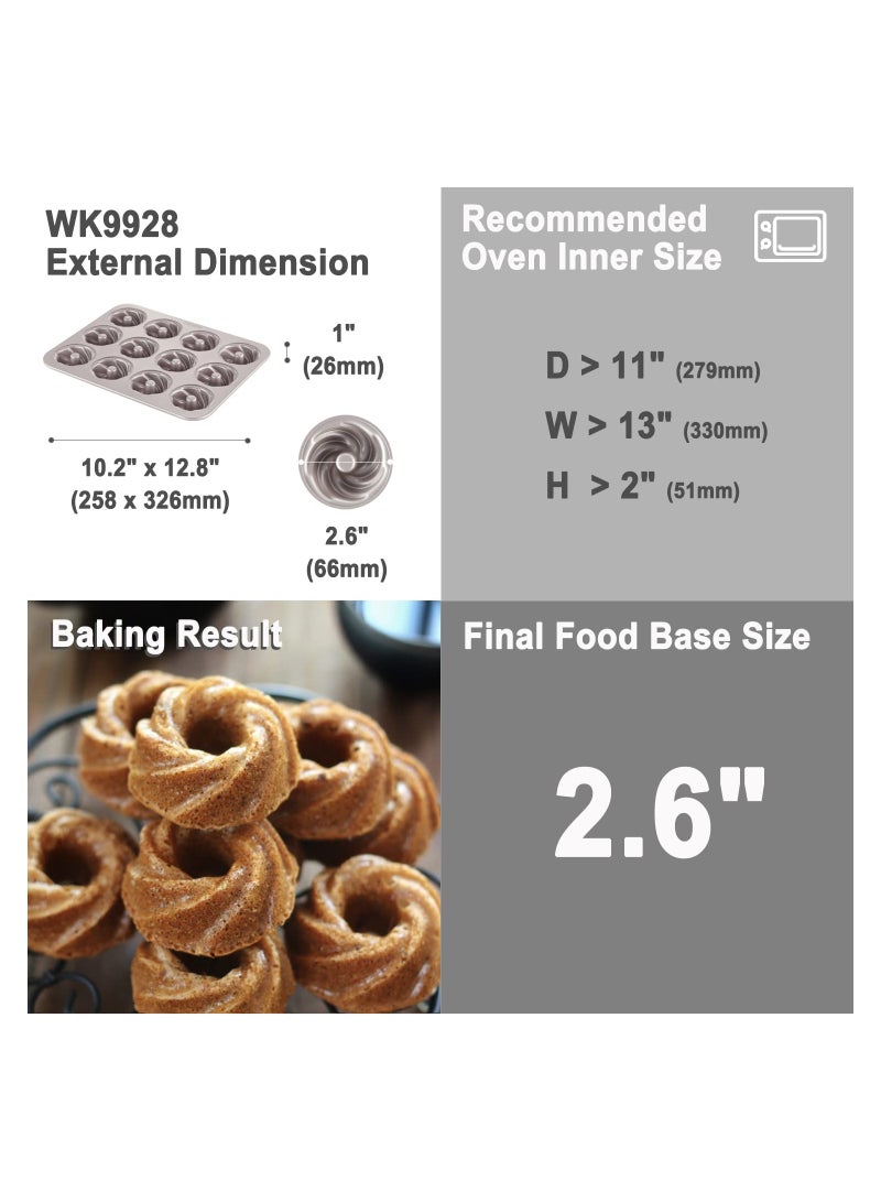شيف ميد Tube Cake Pan 12 Cavity Non Stick Cyclone Doughnut Bakeware - Image 2