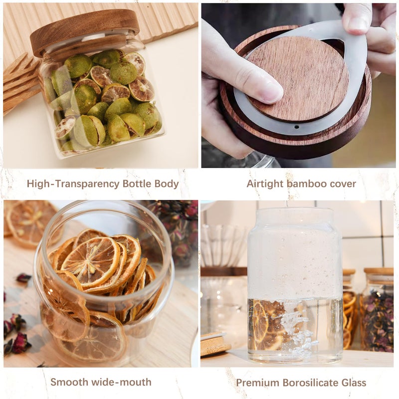 Custde Glass Jar with Lid, 17 FL oz Airtight Glass Storage Jar Glass Food Storage Containers for Kitchen Counter, Pantry, Decorative Jar for Coffee, Sugar, Candy Cute (Wooden 17 FL OZ) - Image 5