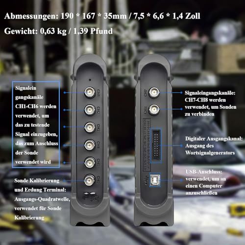 Hantek هنتك 1008C PC USB 8CH جهاز قياس السيارات الرقمي/DAQ/مولد قابل للبرمجة - Image 3