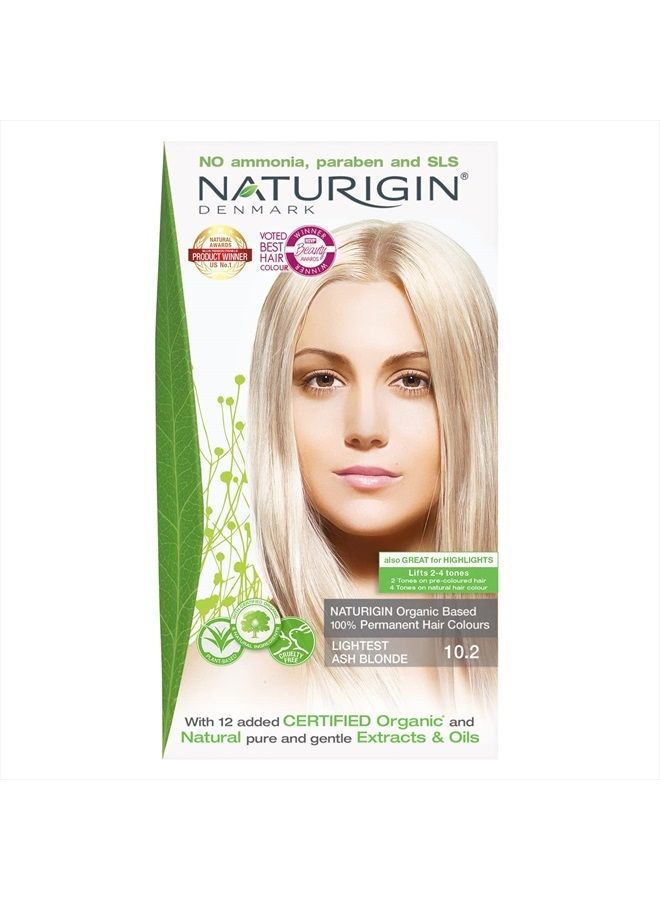NATURIGIN Lightest Ash Blonde Hair Color 10.2 - Permanent Hair Color, 100% Gray Coverage Hair Color, Certified Organic, Nourishing, Ammonia Free Hair Color For Women, Vegan, Cruelty-Free, Long Lasting - Image 1