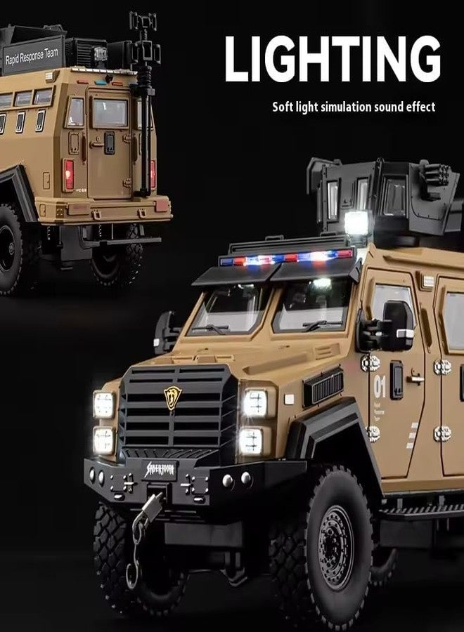 Invite Enterprise 1:24 Armored Police Car with Tooth Tiger Explosion Proof Die-Cast Model Metal Pull-Back Car with Lights & Sounds with 4 Opening Doors Kids' Best Showpiece Toy Car (1:24 Armored Police-Black Color) - Image 3