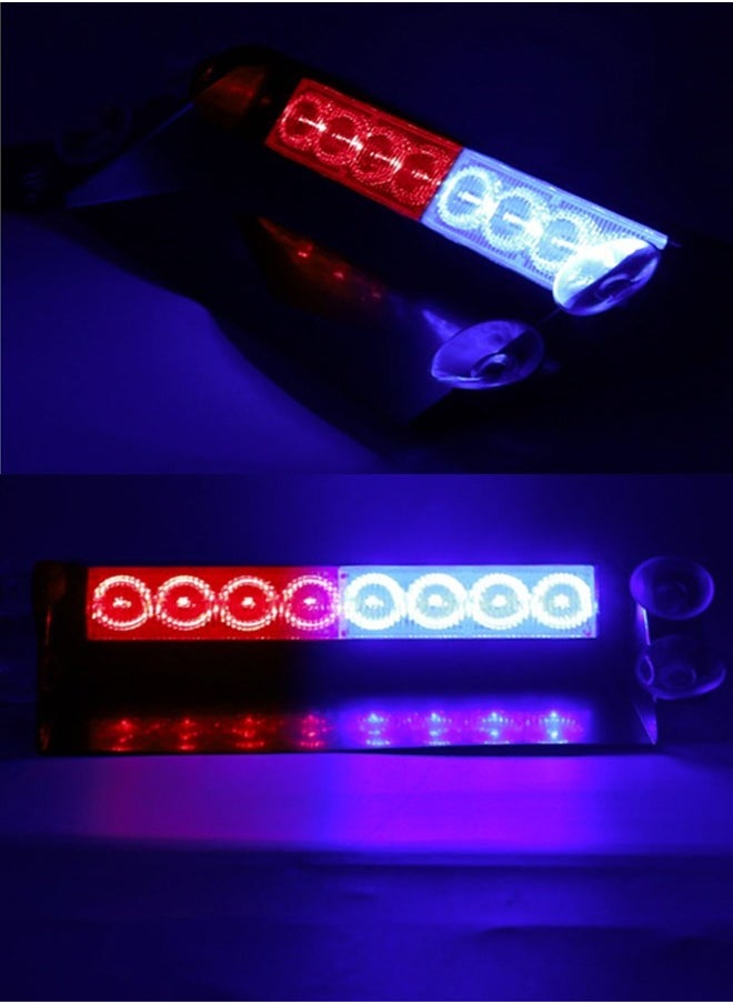 Arabest - 8-LED Red and Blue LED Flash, Emergency Warning, Suction Cup Car Warning Light, Front Windshield Shovel Light, Lane Light, including a 2-meter Extendable Line - Image 1