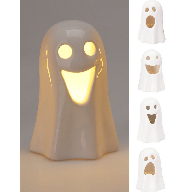 Koopman Ghost Decoration with LED – 10cm Halloween Ornament, Spooky Seasonal Decor for Home, Tabletop & Festive Display, Assorted 1 Piece - Image 1