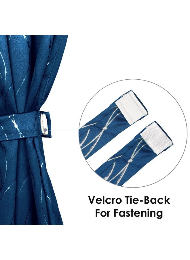 Story@Home Story@Home Blackout Door Curtains 7 Feet Long Set of 1 | Curvy Line Dot Design Door Curtains | Thermal Insulated Curtains | Room Darkening Curtains | Curtains for Living Room | (116 x 215 cm, Blue)  - Image 5