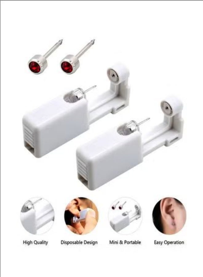 2 Piece Self Ear Piercing Disposable Tool Kit With Ear Studs, Designed Mechanically For Easy Operate and Use, Can Be Pierced Safely and Quickly, Suitable For Professionals and Novices - Image 1