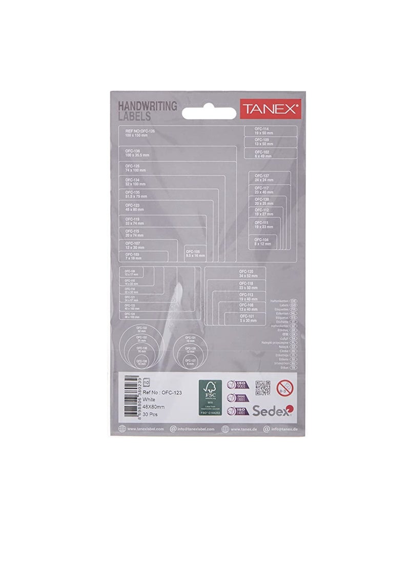 TANEX TANEX ADHESIVE LABELS 48MMX80MM 3X10 LABELS WHITE  - Image 2
