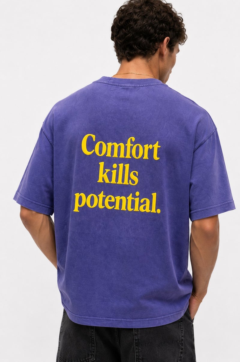 RESPIRE Men's Puffy Print Washed Oversize T-Shirt Purple - Image 1