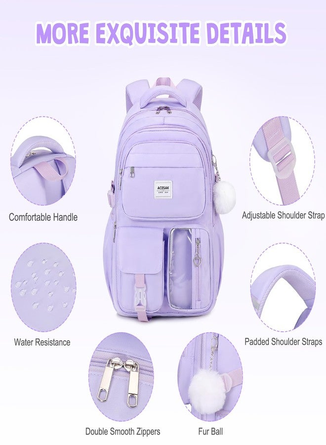 ACESAK Backpack with lunch bag, Purple, Large, Backpack - Image 4