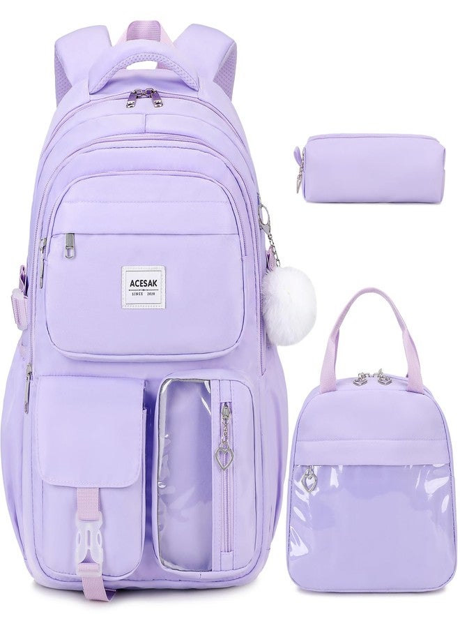 ACESAK Backpack with lunch bag, Purple, Large, Backpack - Image 1