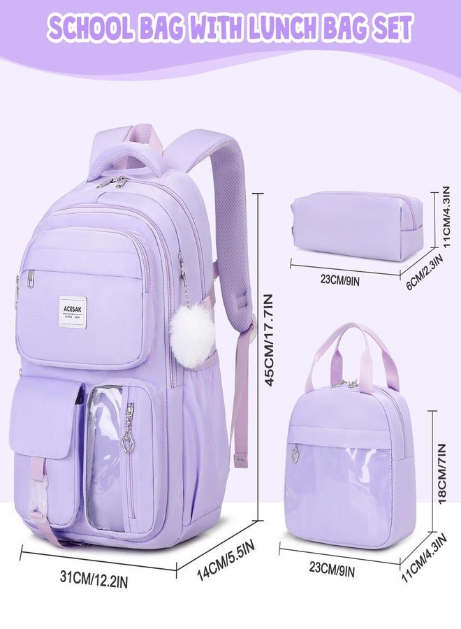 ACESAK Backpack with lunch bag, Purple, Large, Backpack - Image 2