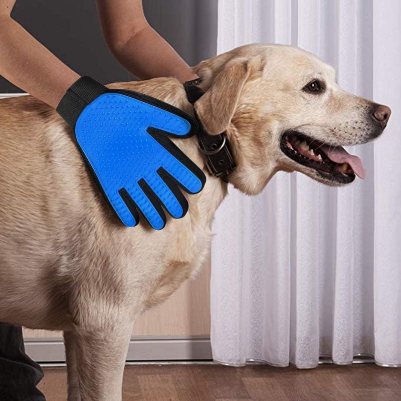 SURFNPICK Pet Grooming Gloves - Dog, Cat Bathing Scrubber Gloves - Two-Sided Pet Grooming Pet Hair Remover Gloves - Massage for Cats, Dogs, Rabbit and Small Pets (Blue) - Image 5