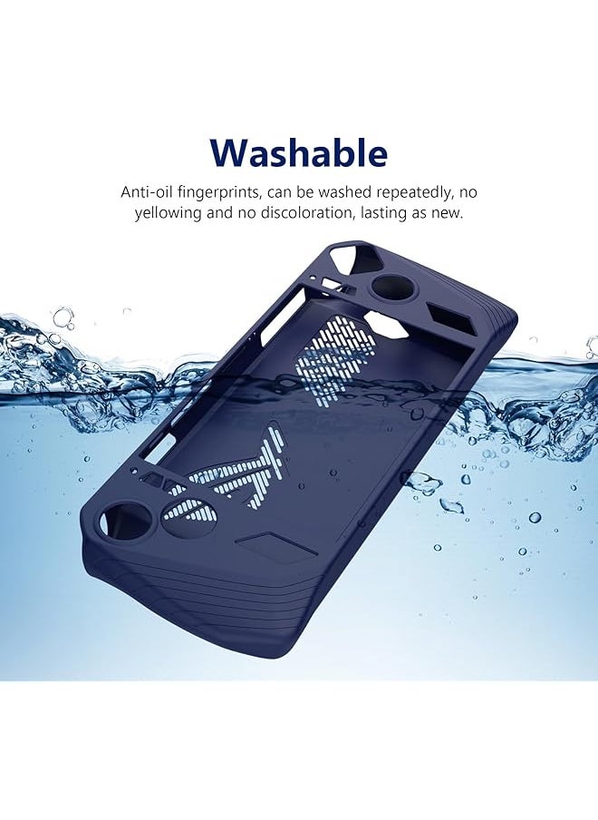 Silicone Protective Case Compatible With Asus Rog Ally Gaming Handheld Case Gaming Console Silicone Case Anti Slip Shockproof Cover W Non Slip Thumb Grips Blue