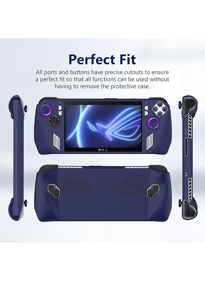 Silicone Protective Case Compatible With Asus Rog Ally Gaming Handheld Case Gaming Console Silicone Case Anti Slip Shockproof Cover W Non Slip Thumb Grips Blue