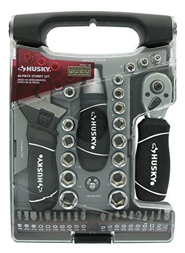 Husky Stubby 46 Piece Ratchet and Wrench Set w/ Drive Sockets, Screwdriving Bits, and Onboard Storage - Image 5