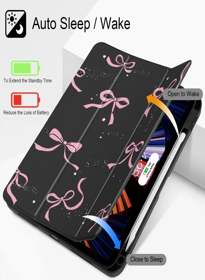 May Chen for iPad (A16) 11th Generation Case 11 Inch 2025, iPad 10th Gen Case 2022 10.9 inch, Built-in Pencil Holder with Shockproof Cover Clear Transparent Back Shell Auto Wake/Sleep, Black Stars Bow - Image 3