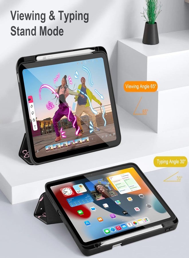 May Chen for iPad (A16) 11th Generation Case 11 Inch 2025, iPad 10th Gen Case 2022 10.9 inch, Built-in Pencil Holder with Shockproof Cover Clear Transparent Back Shell Auto Wake/Sleep, Black Stars Bow - Image 5