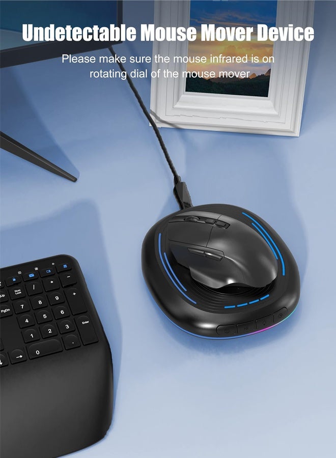 Black Undetectable Mouse Jiggler, with Timer ON/Off Switch, RGB Breathing Light, Simulate Random Automatic Movement, Prevents Laptop PC Screen Sleep for Home Office - Image 2