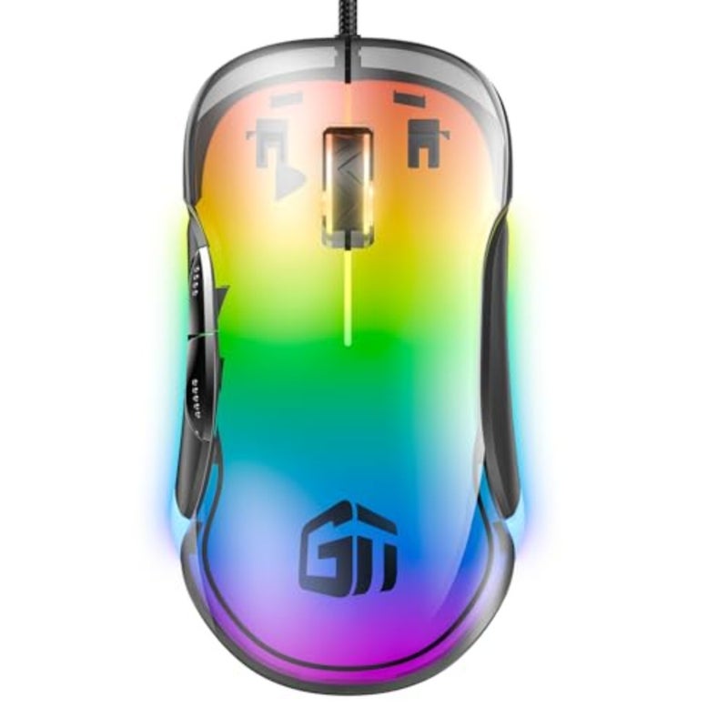 Gaming mouse for desktop use, durable plastic body, black color, 8 programmable buttons and 6000 DPI precision - Image 1