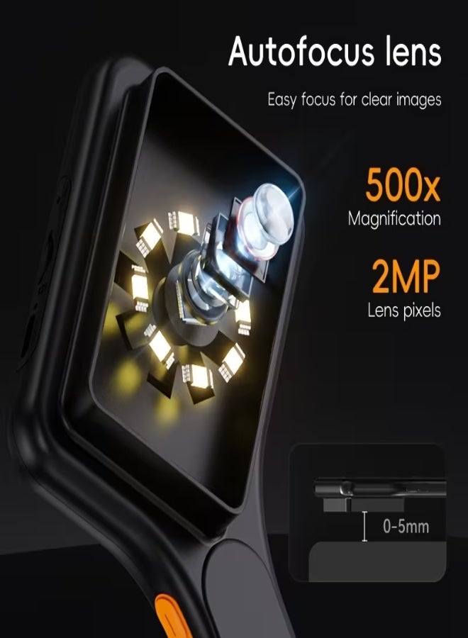 ميكروسكوب رقمي محمول بقوة تكبير 500X، كاميرا 2MP، عدسة تركيز تلقائي، يعمل بالبطارية واليو إس بي، شاشة 3 بوصة، إضاءة LED، متوافق مع الكمبيوتر – مثالي للصيانة، اللحام، فحص العملات، البحث العلمي، إصلاح الهواتف والدوائر الإلكترونية - Image 5