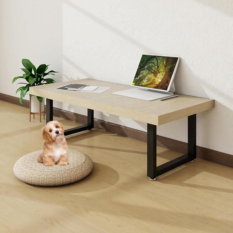 YCFHFC Metal Table Legs 16'' Hight 17.7'' Wide Heavy Duty Furniture Legs, Modern Desk Feets with Adjustable Protector Feet for Bench, Coffee End & Side Table (Rectangle Shape, 2pcs)-Black - Image 3