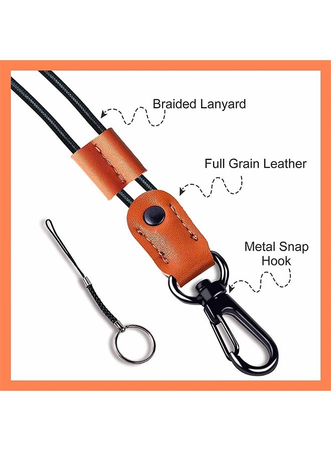 HY Lanyard for Key, 2 Pack of Leather Lanyard Neck Strap with Strong Metal Clip for ID Card Badge Holder, Keys, Cell Phone, Mini Notebook Unisex (Black+Brown) - Image 3