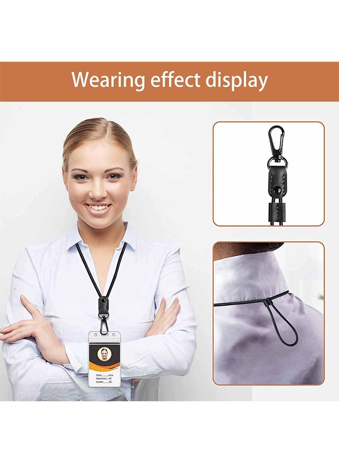 HY Lanyard for Key, 2 Pack of Leather Lanyard Neck Strap with Strong Metal Clip for ID Card Badge Holder, Keys, Cell Phone, Mini Notebook Unisex (Black+Brown) - Image 4