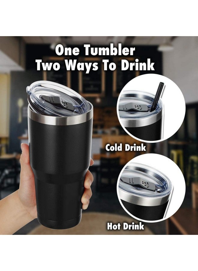 ستور 2508 كوب سفر معزول مزدوج الجدار من الفولاذ المقاوم للصدأ من Store2508 مع شفاطات للمشروبات الساخنة والباردة، سعة 30 أونصة، أسود - Image 3