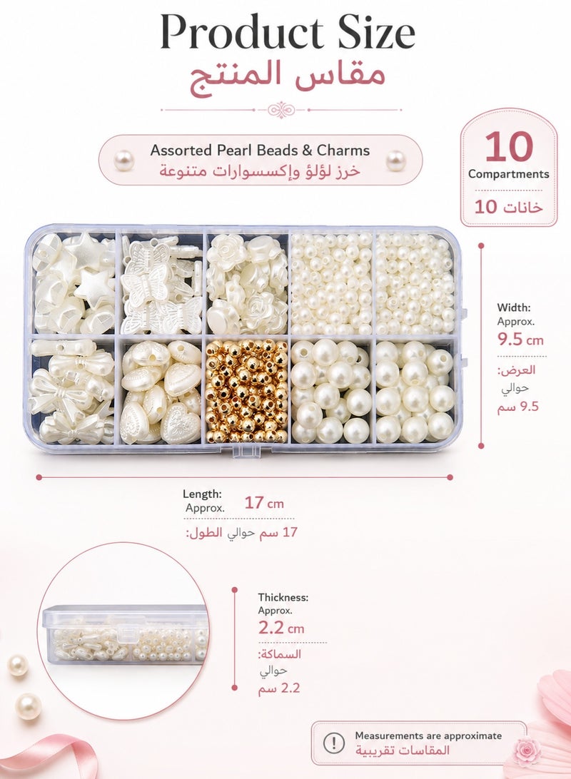 Sisily Bracelet Making Kit for Girls - 760 PCS DIY Jewelry Craft Set with Faux Pearls, Beads, Charms and Threads - White - Image 5