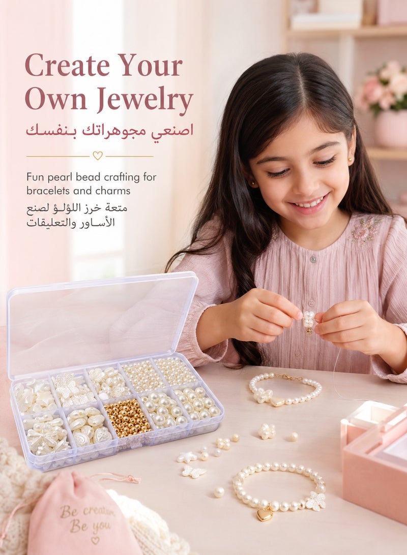 Sisily Bracelet Making Kit for Girls - 760 PCS DIY Jewelry Craft Set with Faux Pearls, Beads, Charms and Threads - White - Image 3
