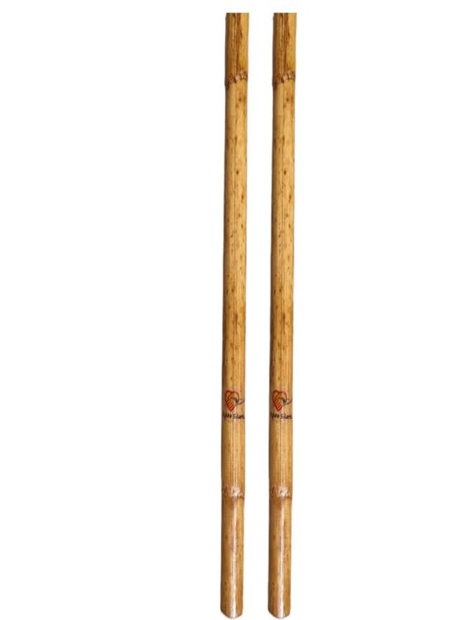TryMe Silambam ® Silambam Cane Wood Natural Bo Staff Rattan 4feet Stick Pack of 2 - Image 1