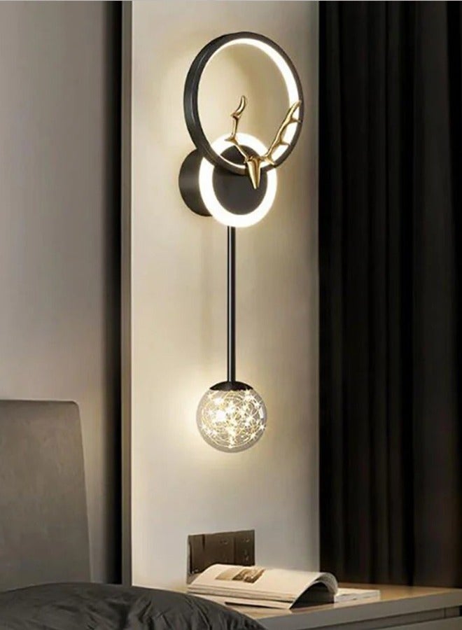Luxury 7497-GD Black Wall LED Light Deer Shape with 3-Level Brightness – Elegant Gold Design for Bedrooms and Living Spaces - Image 1