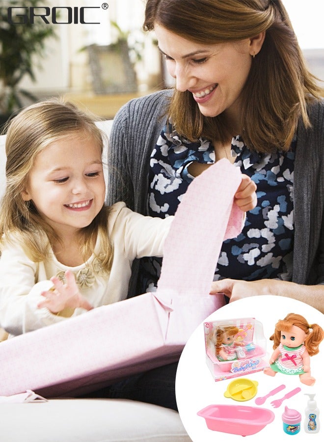 GROIC 8-Inch Baby Doll Play Set with Bathtub, Baby Doll Care Set Doll Feeding and Changing Accessories Set Baby Doll Accessories, Interactive Dolls for Girls Kids Pretend Play Baby Dolls - Image 5