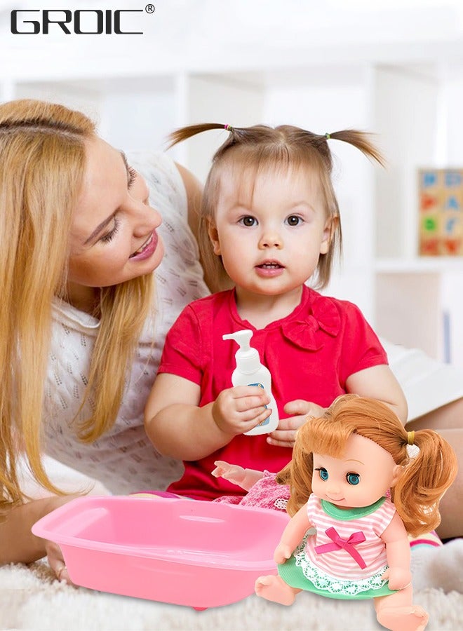 GROIC 8-Inch Baby Doll Play Set with Bathtub, Baby Doll Care Set Doll Feeding and Changing Accessories Set Baby Doll Accessories, Interactive Dolls for Girls Kids Pretend Play Baby Dolls - Image 3