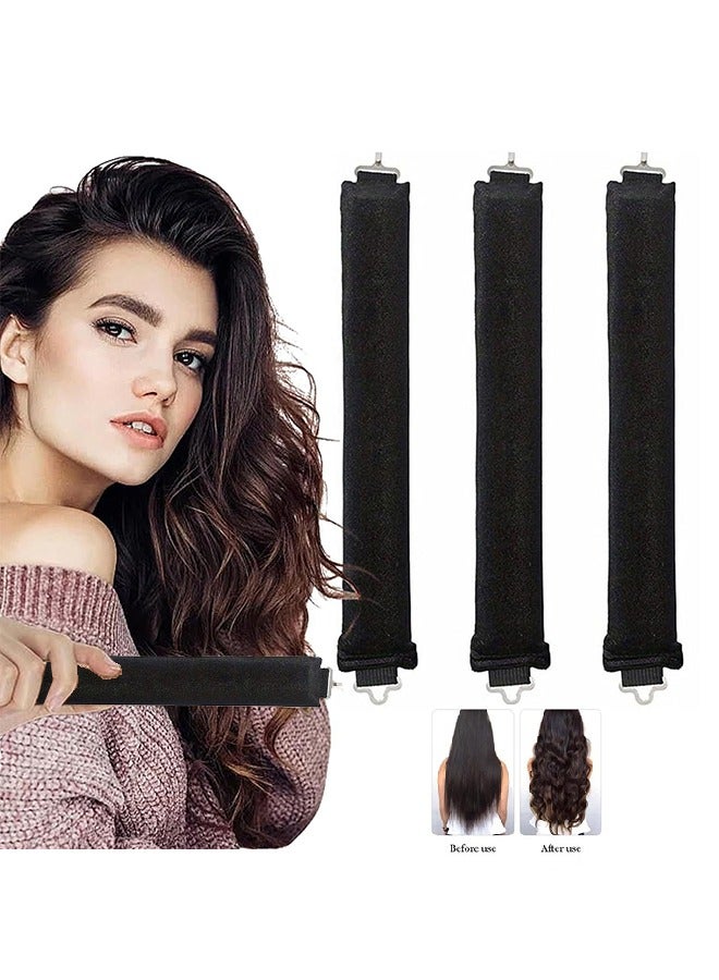 KHAJUL 3PCS Heatless Hair Curler with Flexible Rods and Hook, Heatless Curling for All Hair Types, Comfortable Heatless Curlers for Sleeping, Curls Overnight #Black - Image 1
