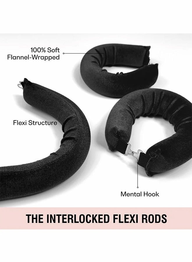 KHAJUL 3PCS Heatless Hair Curler with Flexible Rods and Hook, Heatless Curling for All Hair Types, Comfortable Heatless Curlers for Sleeping, Curls Overnight #Black - Image 2