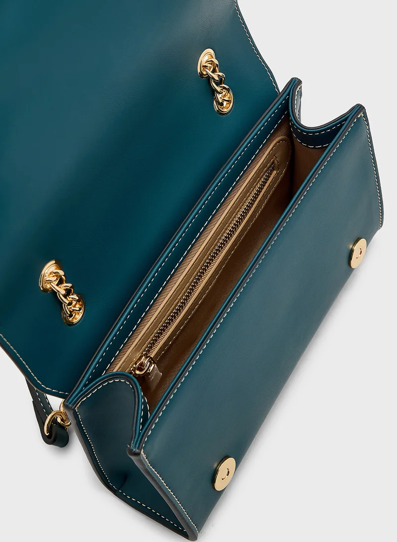 Love Moschino Logo Detailed Flap Over Crossbody