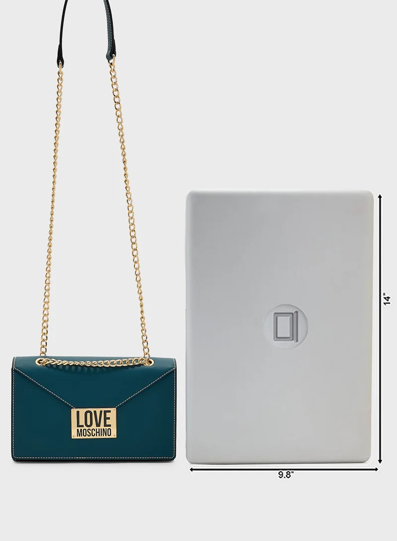 Love Moschino Logo Detailed Flap Over Crossbody