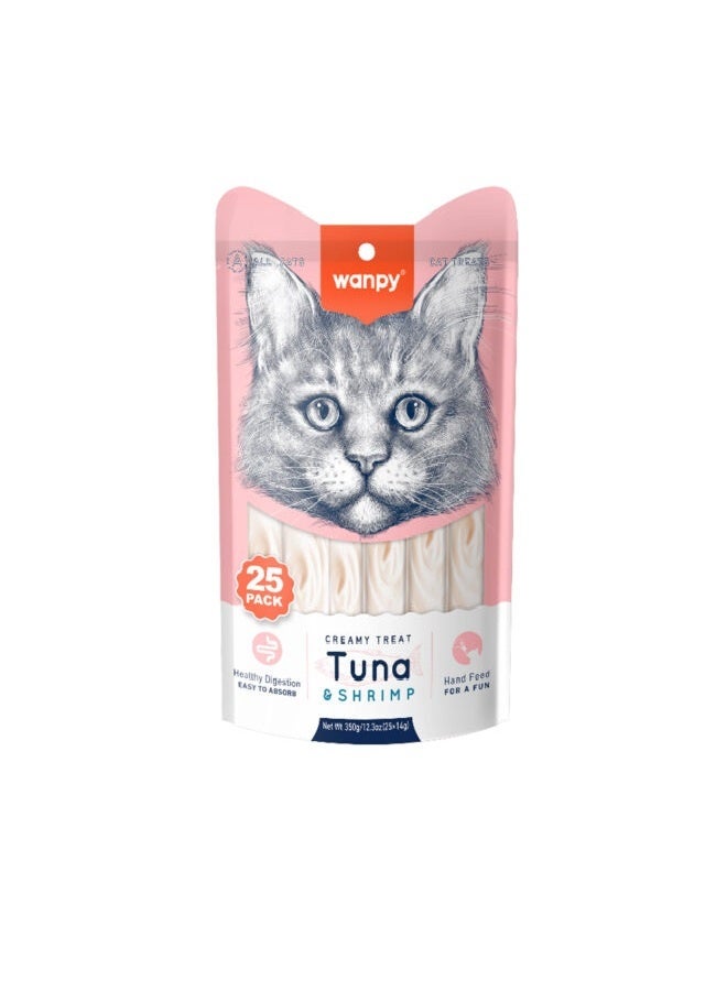Creamy Lickable Cat Treats Tuna And Shrimp - 14G (Pack Of 25)
