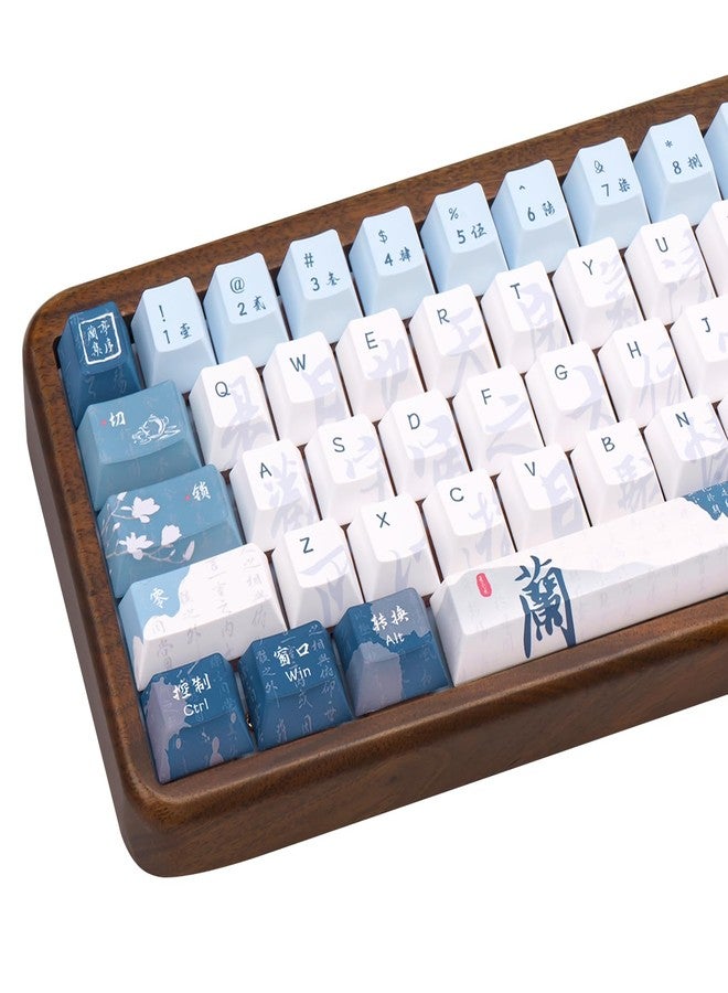 COOMICKEY Blue White keycap 130 Key Dye Sublimation PBT keycaps Chinese Calligraphy Keycap Keycaps Cherry Profile Creamy Custom Keycap Set for 60%/65%/75%/TKL/96%/100% US Layout Mechanical Keyboard - Image 1