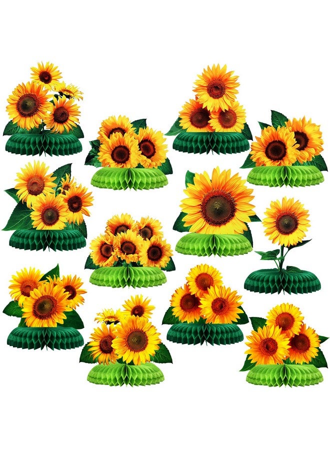 Leinuosen 12 Pcs Sunflower Honeycomb Centerpieces Sunflower Party Table Decorations Table Toppers Sun Flowers Party Supplies For Sunflower Themed Party Baby Shower Birthday Wedding - Image 1
